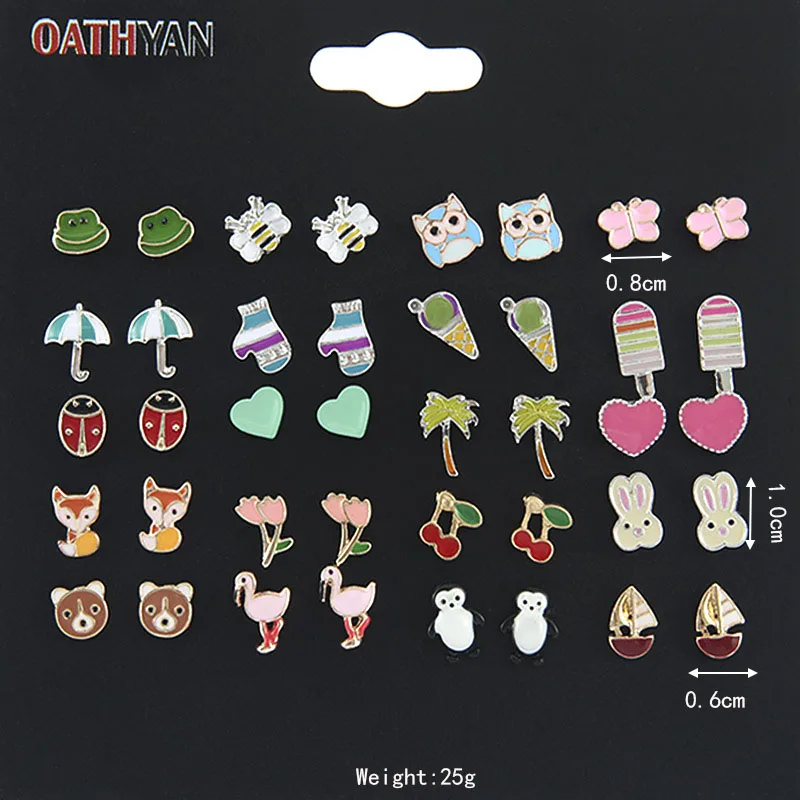 OATHYAN 20 Pairs/set Women's Cute Colorful Enamel Animal Flamingo Fox Bear Stud Earrings Set Mix Girl Insect Bee Ladybug Earring
OATHYAN 20 Pairs/set Women's Cute Colorful Enamel Animal Flamingo Fox Bear Stud Earrings Set Mix Girl Insect Bee Ladybug Earring