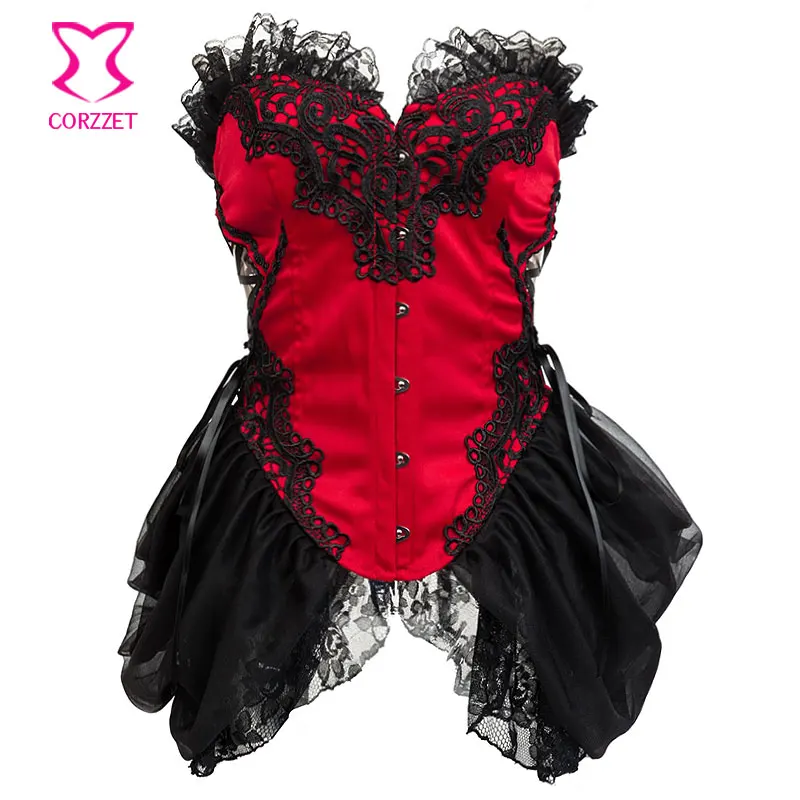 Red/Black Victorian Lace Skirted Bustier Sexy Lingerie Plus Size Corset Gothic Clothing Corselet Overbust Corsets and Bustiers
Red/Black Victorian Lace Skirted Bustier Sexy Lingerie Plus Size Corset Gothic Clothing Corselet Overbust Corsets and Bustiers