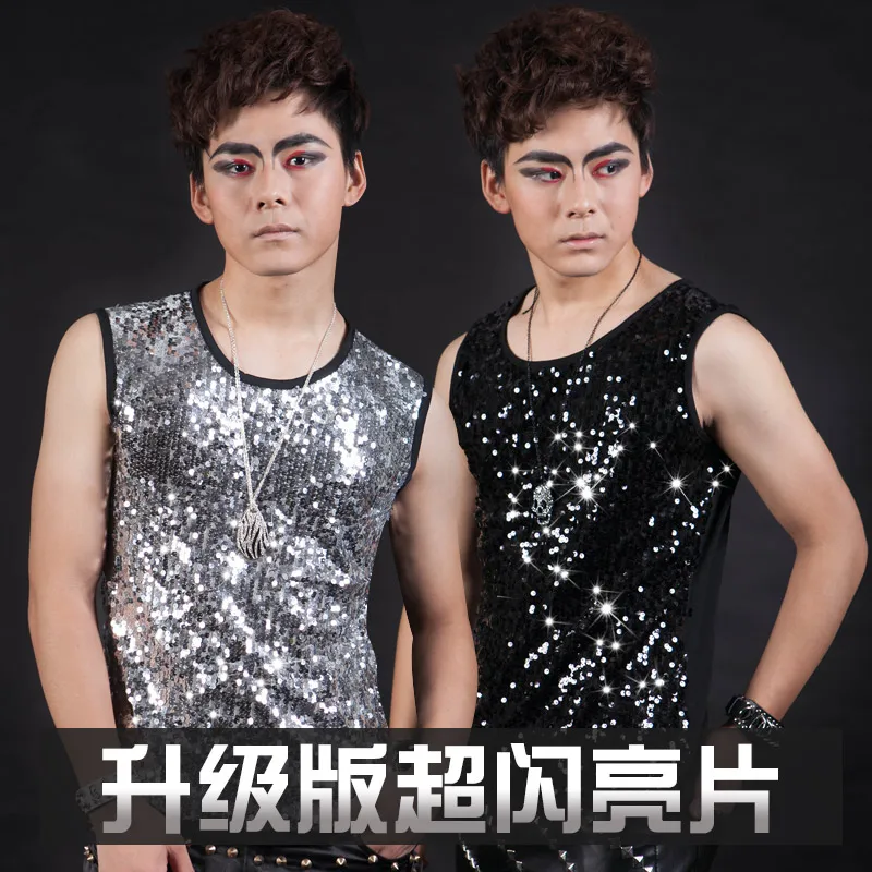 Fashion Neew Men's Silver Black Sequin Slim Vest Costumes Nightclub singer male dj paillette vest male fashion stage costume
Fashion Neew Men's Silver Black Sequin Slim Vest Costumes Nightclub singer male dj paillette vest male fashion stage costume