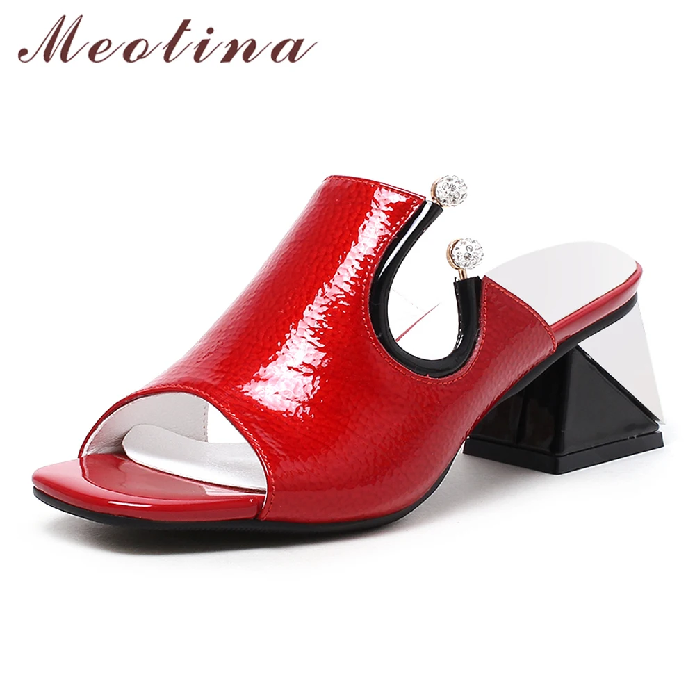Meotina Women Sandals Spring Shoes Natural Genuine Square Heel Slippers Real Leather Crystal Party Shoes Ladies Red Size 34-39
Meotina Women Sandals Spring Shoes Natural Genuine Square Heel Slippers Real Leather Crystal Party Shoes Ladies Red Size 34-39