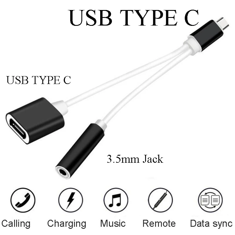 2 в 1 usb type C 3 5 мм гнездо для подключения наушников адаптер зарядки USB кабель
