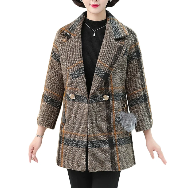 Women Woolen Coat 2019 spring Autumn Plus size Loose Wool Blends Long Coats Women's Korean lattice Jackets Coats outerwear F239
Women Woolen Coat 2019 spring Autumn Plus size Loose Wool Blends Long Coats Women's Korean lattice Jackets Coats outerwear F239