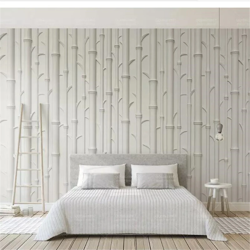 

wellyu papel de parede 3D Custom wallpaper White embossed bamboo modern minimalist 3d stereo TV background wall behang