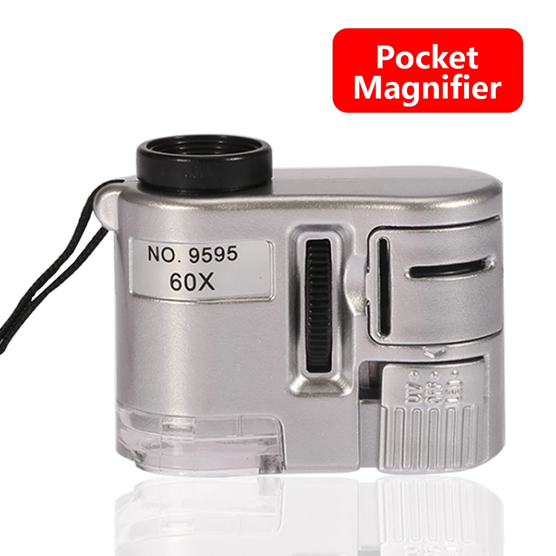 Handheld Protable Pocket Mini 60X Microscope Jeweler Loupe Lens Illuminated Magnifier Glass With LED Light
Handheld Protable Pocket Mini 60X Microscope Jeweler Loupe Lens Illuminated Magnifier Glass With LED Light