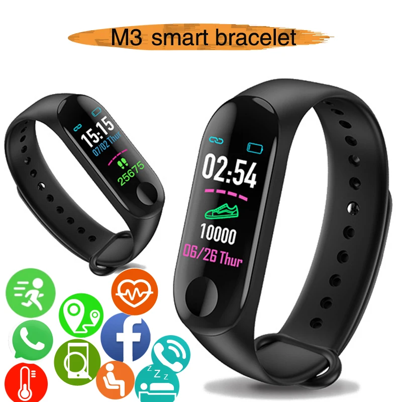 M3 Plus Bluetooth Смарт-часы пульсометр кровяное давление здоровье водонепроницаемые
