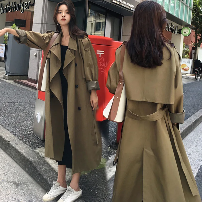 Windbreaker female medium and long Korean version 2019 fall new waist skinny girl Army green knee coat women coat
Windbreaker female medium and long Korean version 2019 fall new waist skinny girl Army green knee coat women coat