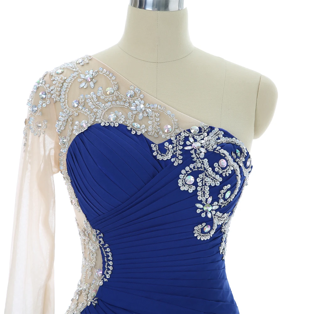 Royal Blue Prom Dresses Mermaid One-shoulder Chiffon Beaded Crystals Slit Robe De Soiree Long Prom Gown Evening Dresses
Royal Blue Prom Dresses Mermaid One-shoulder Chiffon Beaded Crystals Slit Robe De Soiree Long Prom Gown Evening Dresses