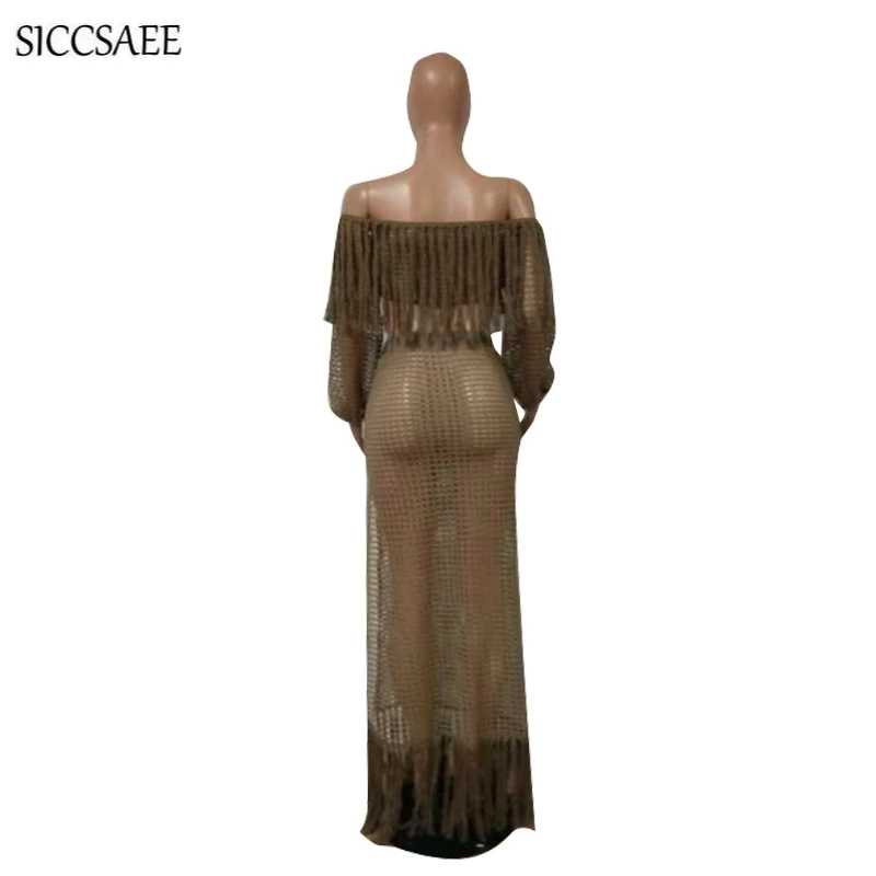 2019 Off Shoulder Crop Top Crochet Two Piece Set Maxi Dresses Long Tassels Beach Sexy Casual Vestidos Strapless Sheer Side Split
2019 Off Shoulder Crop Top Crochet Two Piece Set Maxi Dresses Long Tassels Beach Sexy Casual Vestidos Strapless Sheer Side Split