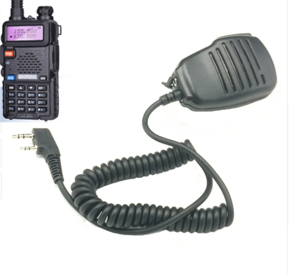 Фото OPPXUN черный 2 Pin Mini PTT Динамик микрофон для Kenwood PUXING WOUXUN TYT HYT baofeng UV5R - купить