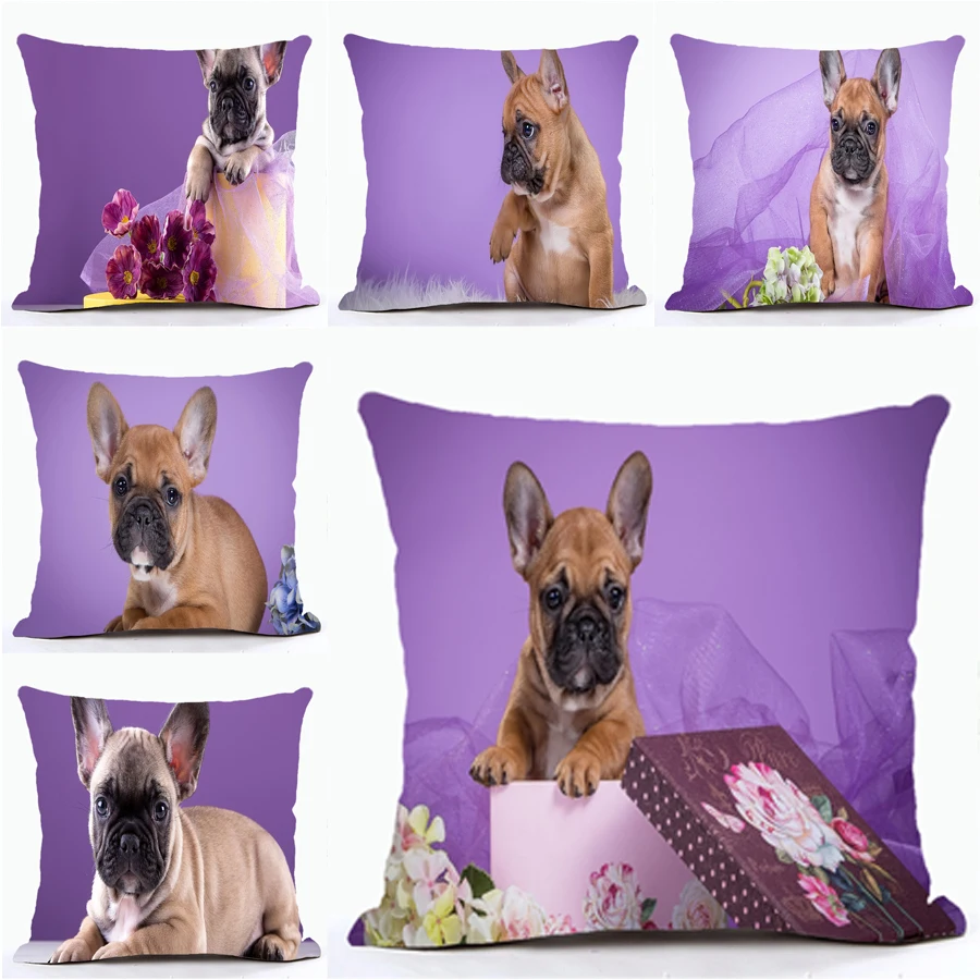 Purple Passion Dog Cushion Cover French Bulldog Series Sofa Pillow Cases Car Home Decoration Creative Cojines Decorativos
Purple Passion Dog Cushion Cover French Bulldog Series Sofa Pillow Cases Car Home Decoration Creative Cojines Decorativos