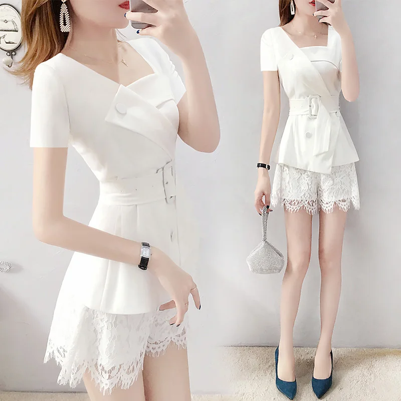 Trendy White Two Piece Short Set For Women Lace Summer Outfits Office Lady Women 2 Piece Set Top And Shorts Conjunto Feminino
Trendy White Two Piece Short Set For Women Lace Summer Outfits Office Lady Women 2 Piece Set Top And Shorts Conjunto Feminino