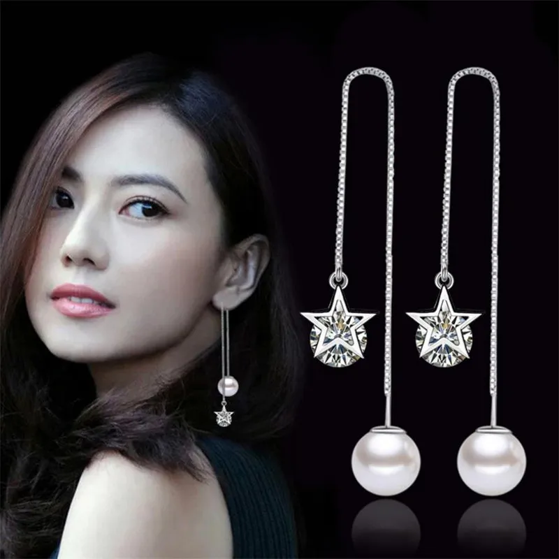 TJP Shiny Crystal Star Female Drop Earrings Jewelry New Fashion Silver Plated Tassel Earrings For Women Party Accessories
TJP Shiny Crystal Star Female Drop Earrings Jewelry New Fashion Silver Plated Tassel Earrings For Women Party Accessories