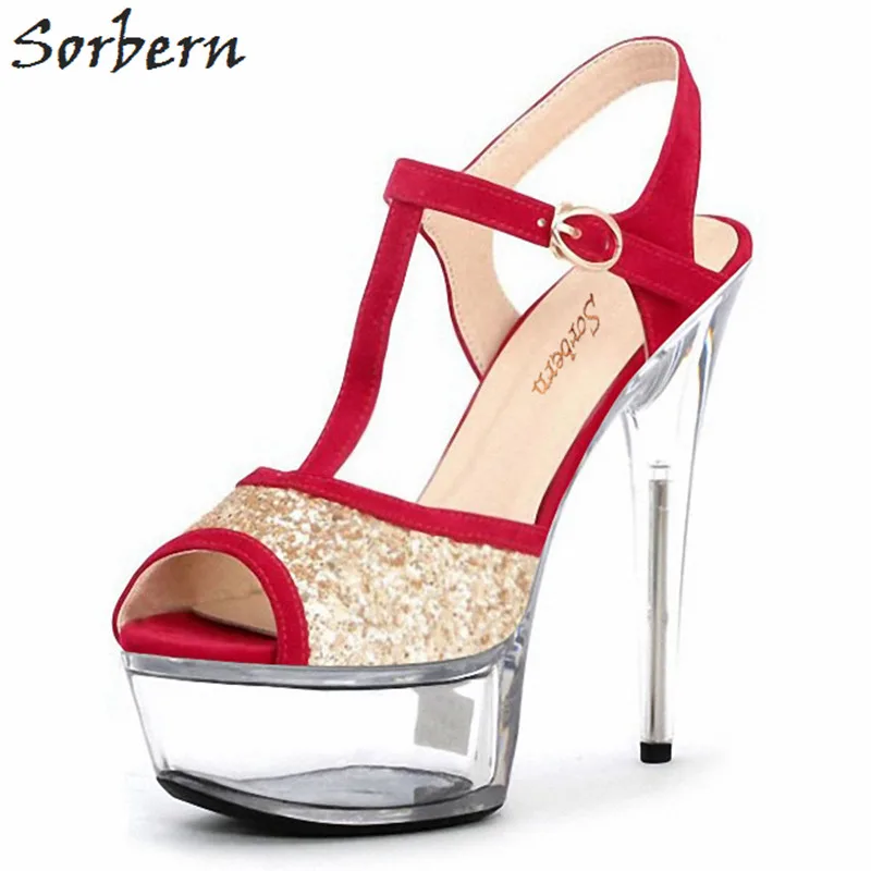 Sorbern Gold Glitter Women Sandal T-strap Summer Shoes Platform Heels Womens Perspex Spike Heel Sandals Women Transparent
Sorbern Gold Glitter Women Sandal T-strap Summer Shoes Platform Heels Womens Perspex Spike Heel Sandals Women Transparent