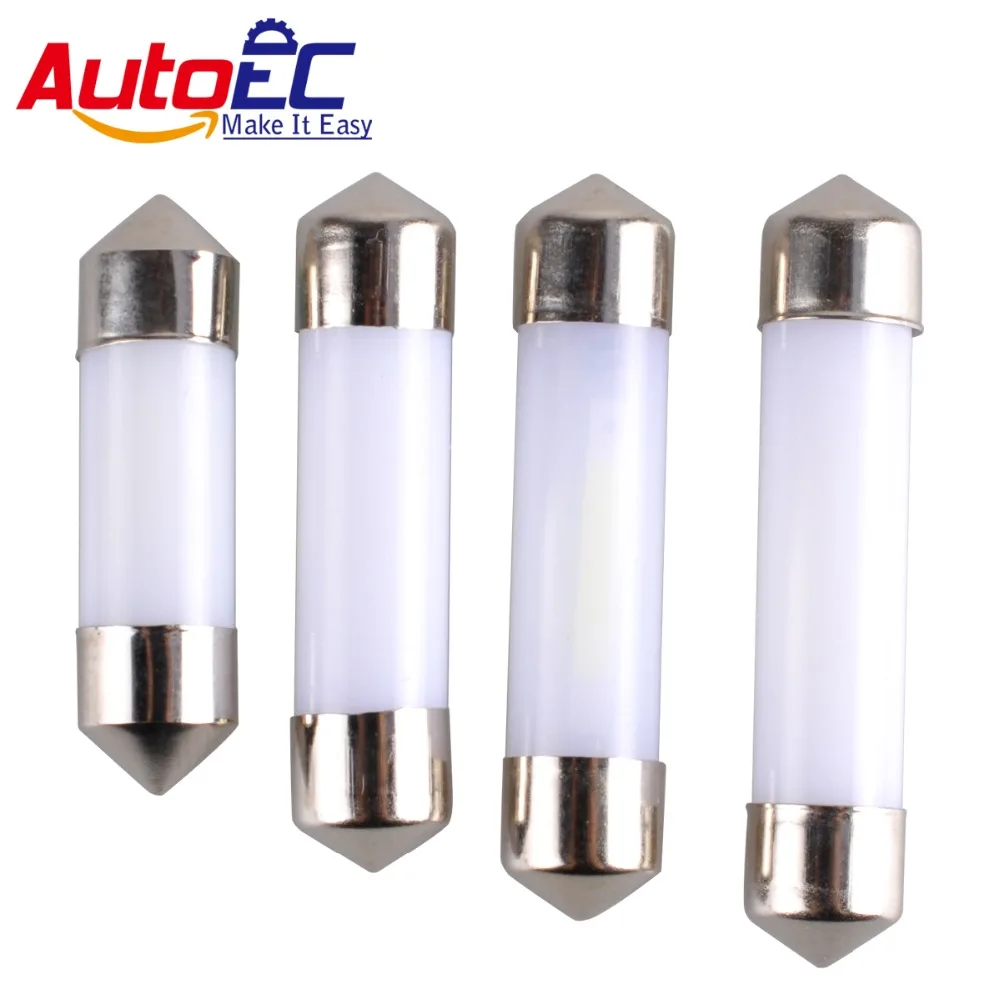 

AutoEC 4x Smoke Design COB Led Chips C5W 31mm 36mm 39mm 41mm Car Interior Glass Lens Festoon Dome Reading 12V DC White Bulbs