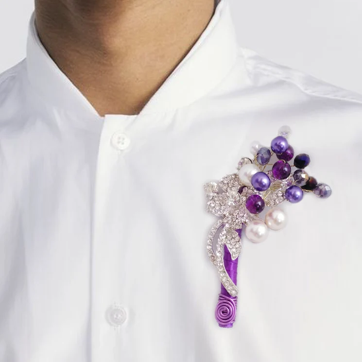 DIY Private custom made senior Rhinestone groom corsages Crystal pearl brooch boutonniere Silver purple Men best man corsage
DIY Private custom made senior Rhinestone groom corsages Crystal pearl brooch boutonniere Silver purple Men best man corsage