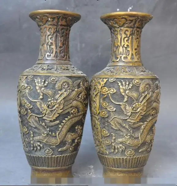 S02309 10"old chinese bronze lucky dragon beast statue Zun Cup Bottle Pot Vase Jar
S02309 10"old chinese bronze lucky dragon beast statue Zun Cup Bottle Pot Vase Jar