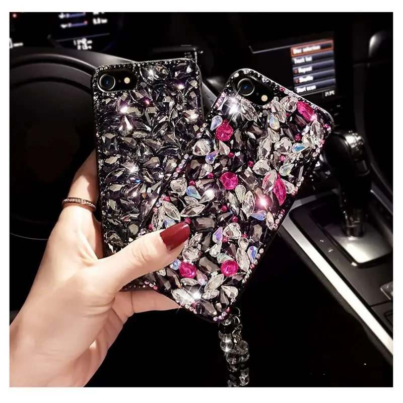 Роскошный блестящий чехол со стразами и ремешком для iPhone 6 s 7 8 plus X XS max XR Samsung galaxy s6