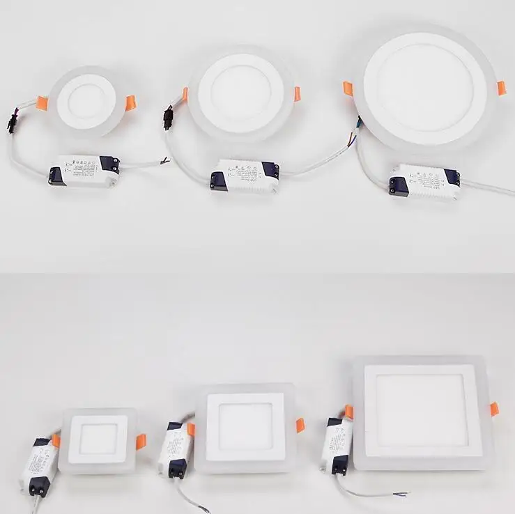 3 Model Round Square blue+white double color Led Panel Light 5w/9w/16w/24W AC85-265V Recessed LED Ceiling downlight down lights
3 Model Round Square blue+white double color Led Panel Light 5w/9w/16w/24W AC85-265V Recessed LED Ceiling downlight down lights