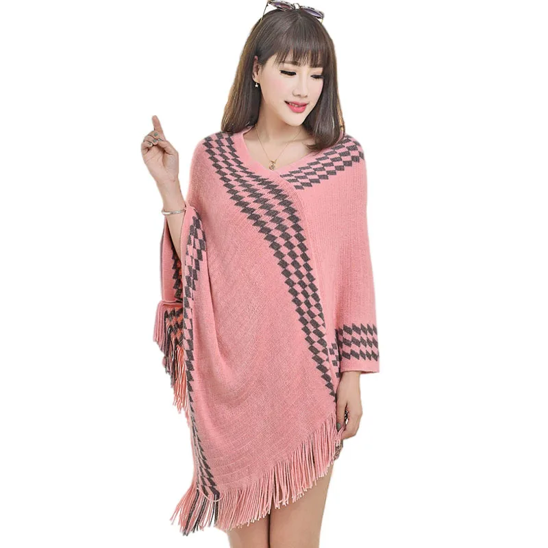 Autumn Winter Women Sweater Batwing Loose Shawl Plaid Stitching Irregular Tops Poncho Shawl Cape Cloak Pullover Womens Cothing
Autumn Winter Women Sweater Batwing Loose Shawl Plaid Stitching Irregular Tops Poncho Shawl Cape Cloak Pullover Womens Cothing