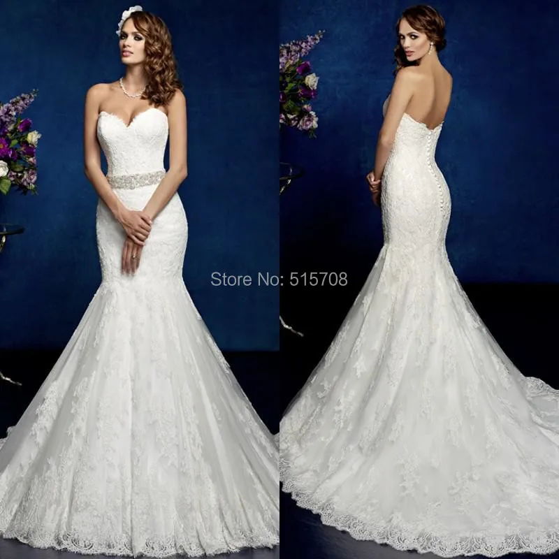 Long Mermaid Wedding Dresses Sweetheart Sleeveless Floor Length Court Beading Sash Lace Bridal Gowns
Long Mermaid Wedding Dresses Sweetheart Sleeveless Floor Length Court Beading Sash Lace Bridal Gowns