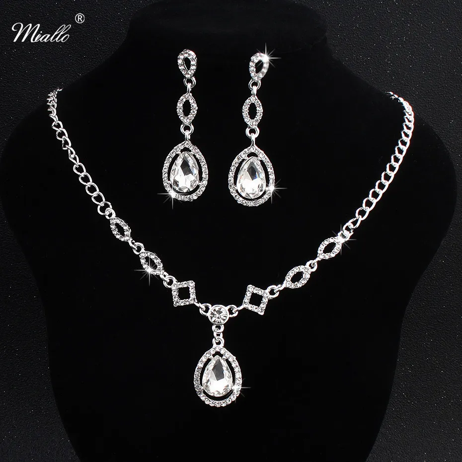 Miallo Fashion Wedding Necklaces & Pendants Earrings Sets Water Drop Rhinestone Bridal Jewelry Sets for Women
Miallo Fashion Wedding Necklaces & Pendants Earrings Sets Water Drop Rhinestone Bridal Jewelry Sets for Women