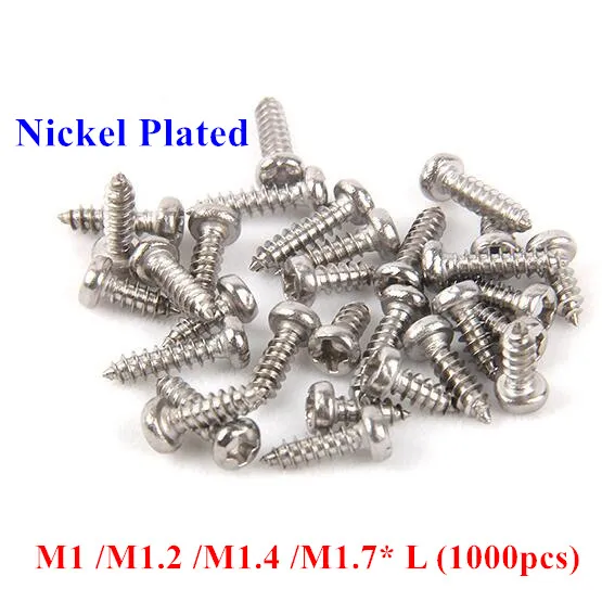 

1000pcs M1 M1.2 M1.4 M1.7 PA Phillips Pan Head Self Tapping Screws carbon steel nickel plated wood tapping screw
