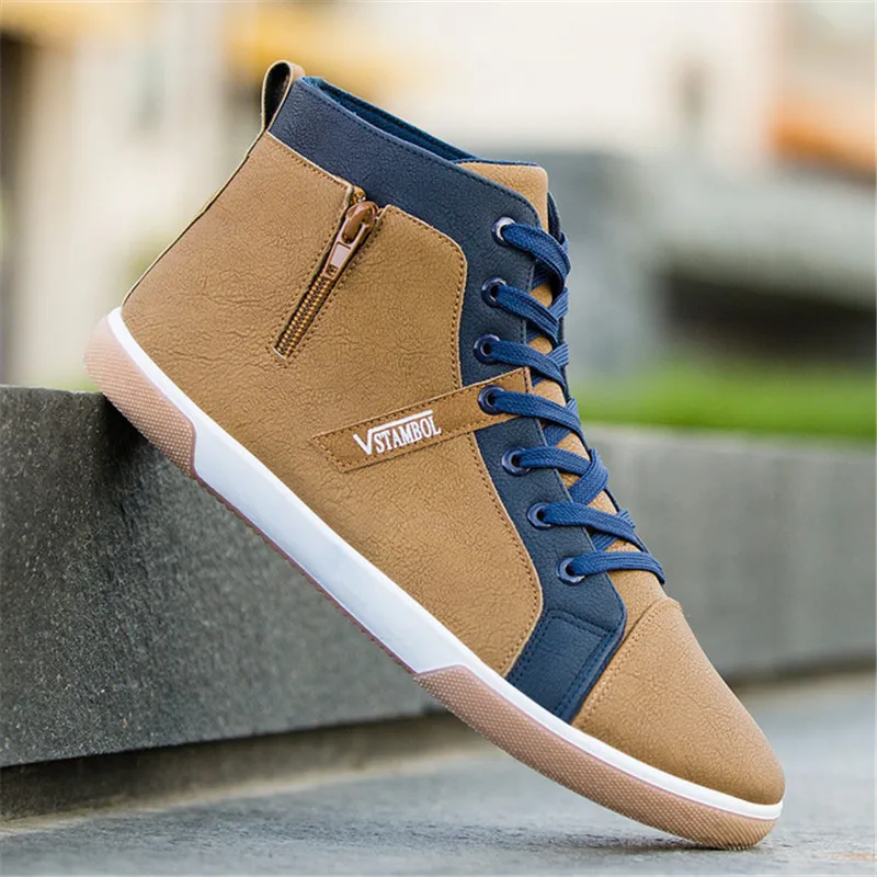 2019Men's Vulcanize Shoes Men Spring Autumn Top Fashion Sneakers Lace-up High Style Solid Colors Man ShoesMen Canvas Sprin | Обувь