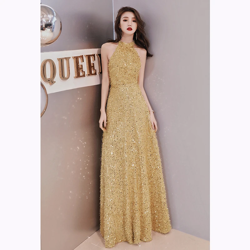 High-end Evening Dress 2019 New Fashion Golden Prom Dress Shinning Sequins High Neck a Line Banquet Party Dress Floor Length
High-end Evening Dress 2019 New Fashion Golden Prom Dress Shinning Sequins High Neck a Line Banquet Party Dress Floor Length