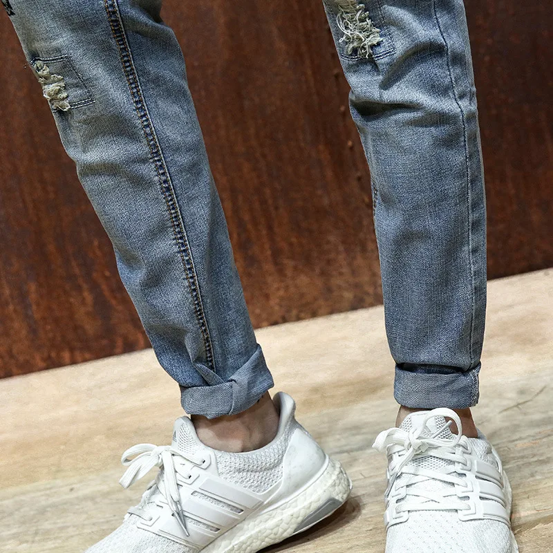 Fashion Men's Jeans Ripped Hole Slim Hip Hop Skinny Pencil Jeans Men Stretch Elastic Ankle Length Print Straight Jeans
Fashion Men's Jeans Ripped Hole Slim Hip Hop Skinny Pencil Jeans Men Stretch Elastic Ankle Length Print Straight Jeans