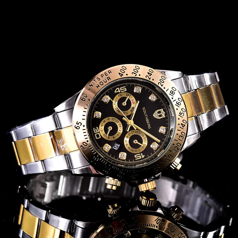 SOUTHBERG GMT Роскошные Брендовые Часы daytona мужские повседневные часы деловые
