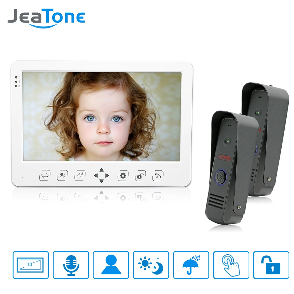 JeaTone 10-дюймовый цветной видеодомофон с высоким разрешением, система внутренней связи 1200TVL, ИК-камера ночного видения, наружный дверной звоно...
JeaTone 10-дюймовый цветной видеодомофон с высоким разрешением, система внутренней связи 1200TVL, ИК-камера ночного видения, наружный дверной звоно...