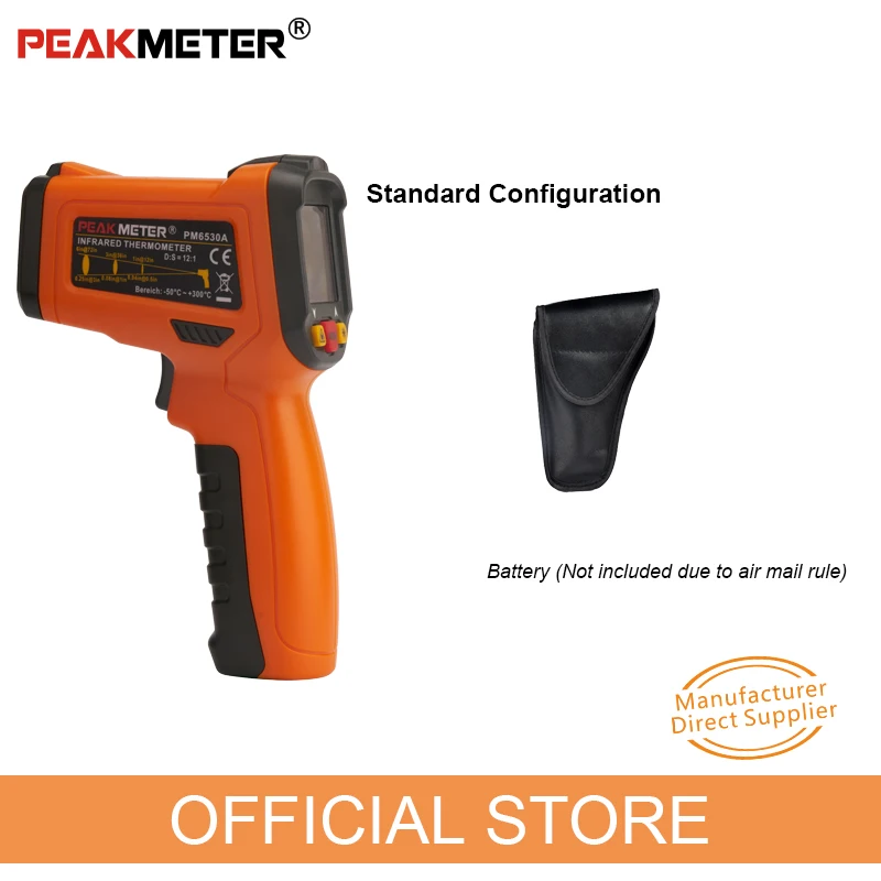 Official PEAKMETER PM6530A Laser LCD Digital Thermometer Temperature Meter Gun infrared -50~300 C Degree Non-Contact Thermometer
Official PEAKMETER PM6530A Laser LCD Digital Thermometer Temperature Meter Gun infrared -50~300 C Degree Non-Contact Thermometer