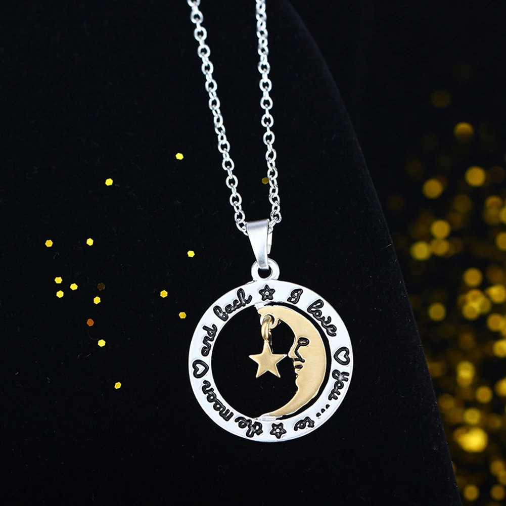 Серебряный Цвет I Love You To The Moon и сзади Цепочки ожерелья Для женщин изделия круг