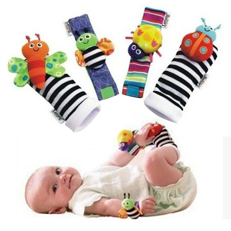 4 шт./лот детские игрушки для мальчиков и девочек погремушки носки на запястье