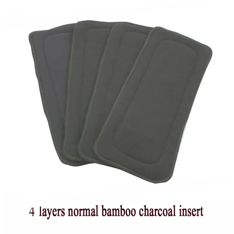 4-слойный многоразовый тканевый подгузник бамбуковый угольный вкладыш моющийся
