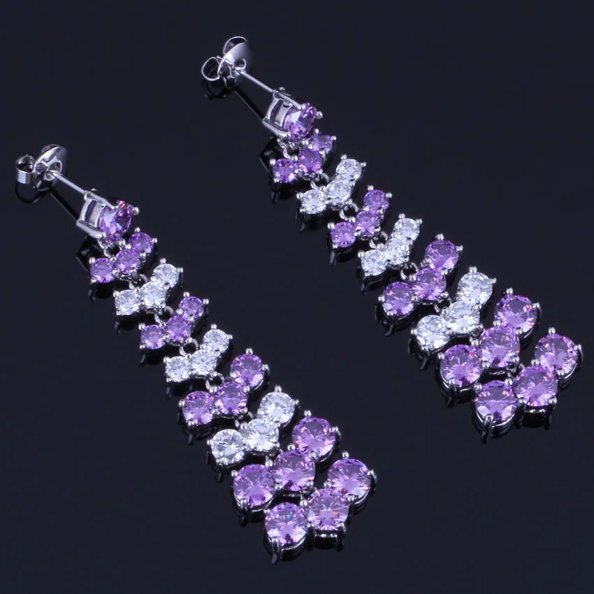 Marvelous Long Purple Cubic Zirconia White CZ Silver Plated Drop Dangle Earrings V0781
Marvelous Long Purple Cubic Zirconia White CZ Silver Plated Drop Dangle Earrings V0781
