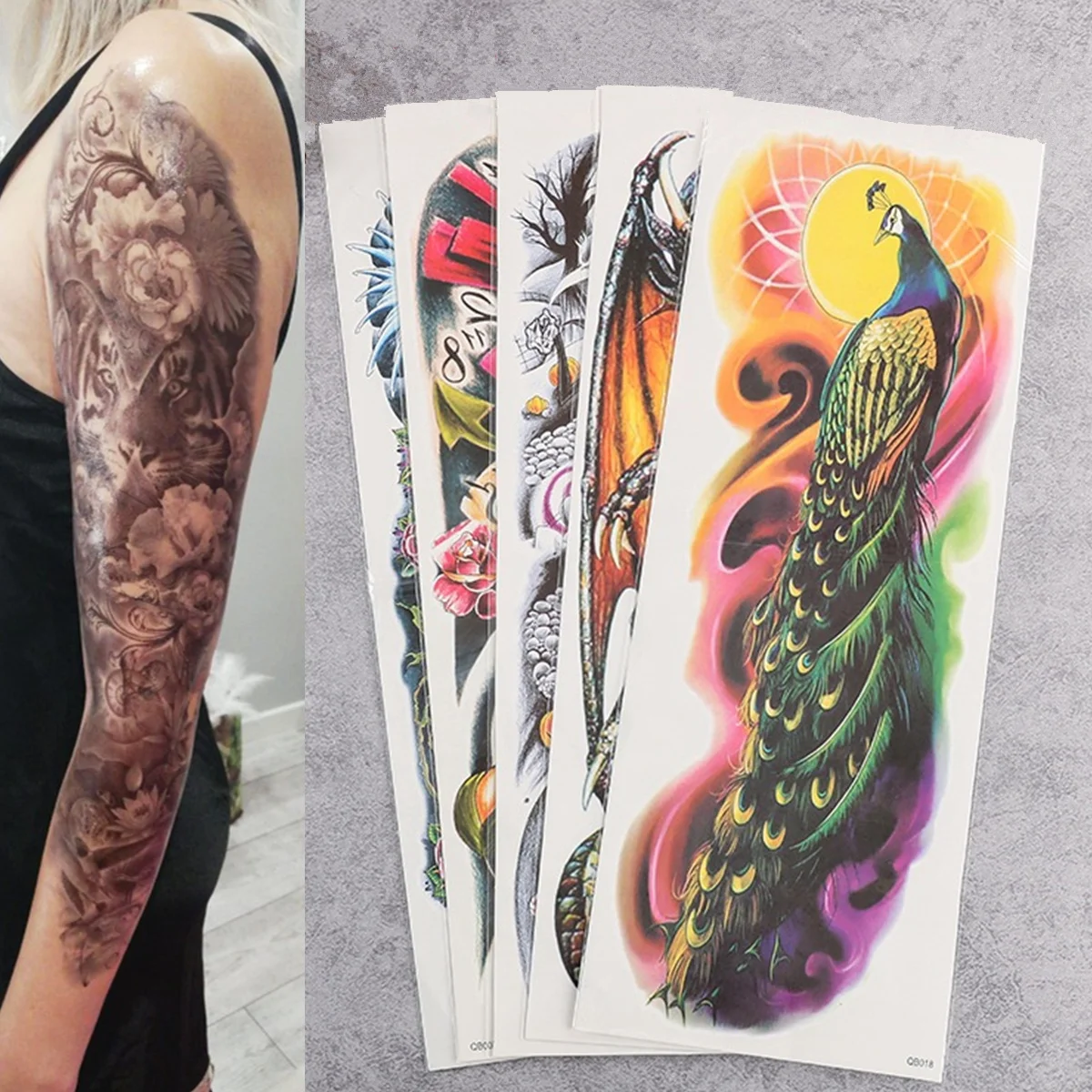 Фото 5 шт. водостойкая бумага для татуировок с большим рукавом временная татуировка(Aliexpress на русском)