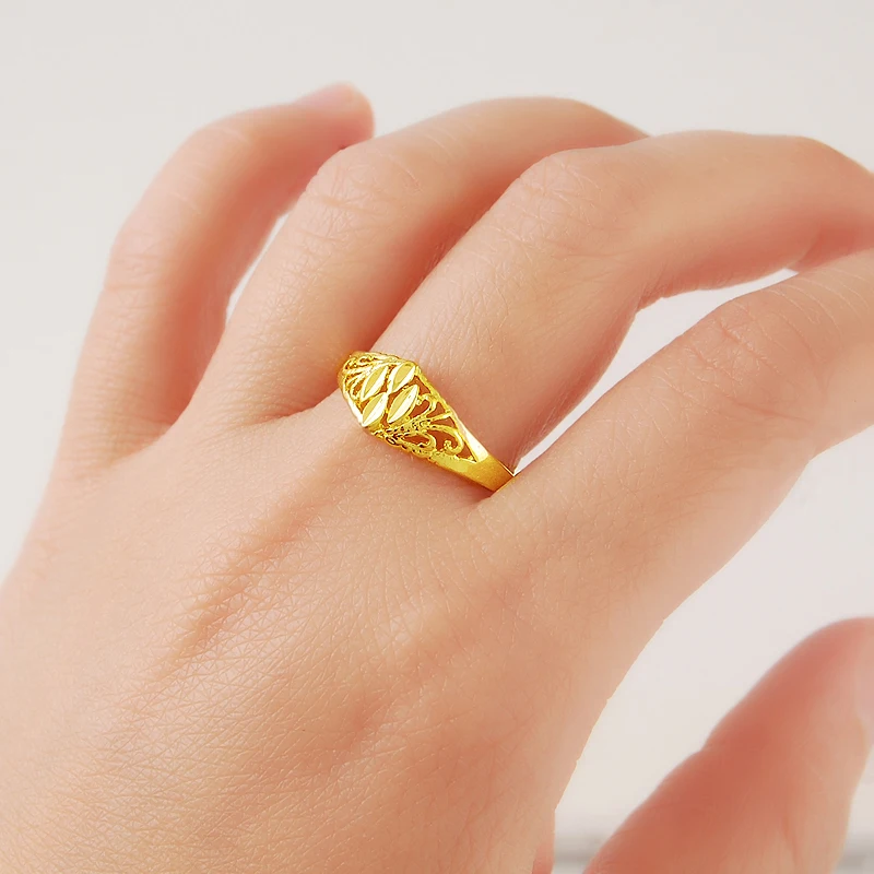 Женское кольцо из чистого золота 24 К Простой полый супер качества модные