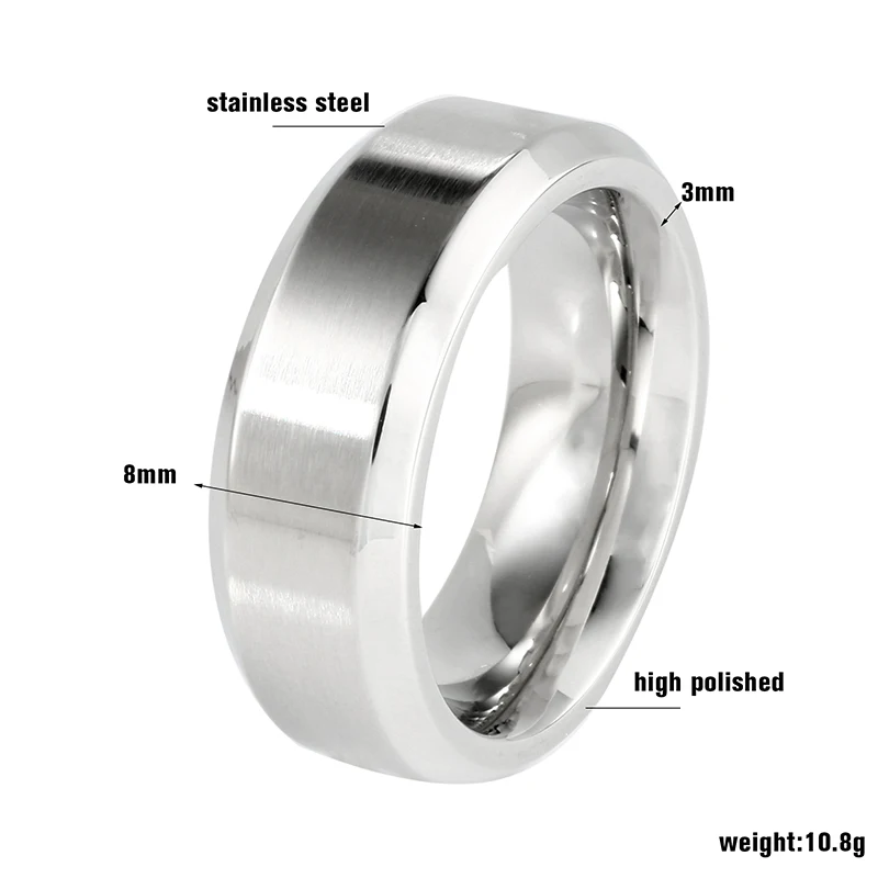 Классическое кольцо 8 мм из нержавеющей стали индивидуальное название круглое