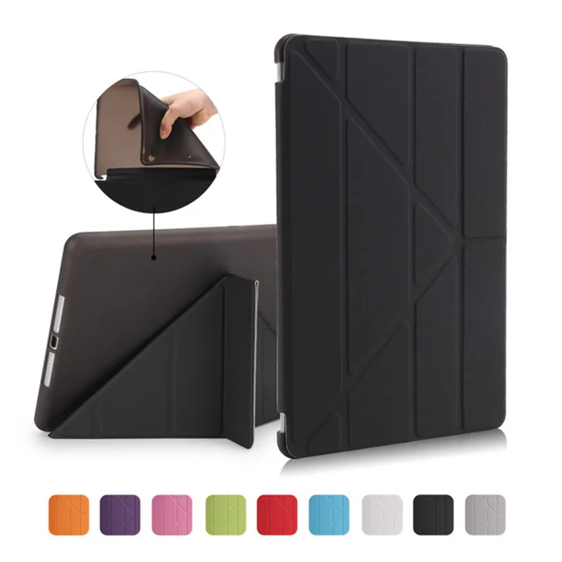 

Origami Ultra Slim For New iPad 9.7 2017/2018 A1822 A1823 PU Leather Magentic Smart Flip Cover Soft TPU Back Protective Case