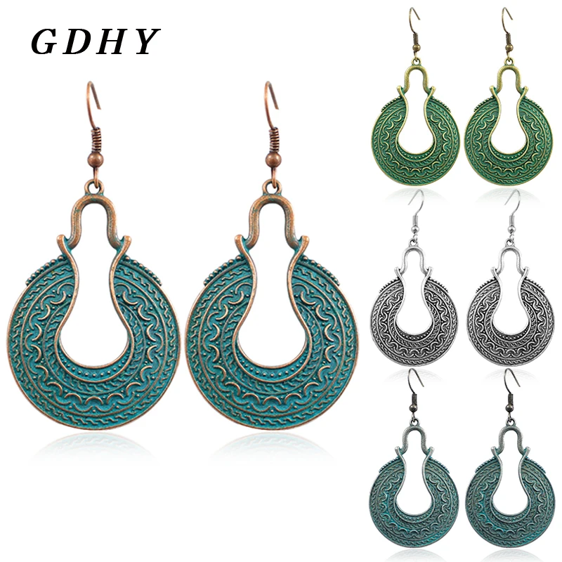 GDHY Vintage U Shape Metal Bohemia Pendant Earrings Ancient Silvery Gold Copper 4 Colors Hollow Jewelry Earrings For Women
GDHY Vintage U Shape Metal Bohemia Pendant Earrings Ancient Silvery Gold Copper 4 Colors Hollow Jewelry Earrings For Women