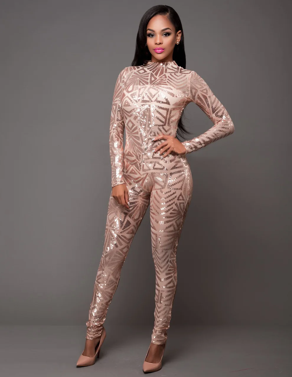 2018 Women's sequins playsuits mesh Long sleeve turtleneck overalls jumpsuit Bodycon Rompers
2018 Women's sequins playsuits mesh Long sleeve turtleneck overalls jumpsuit Bodycon Rompers