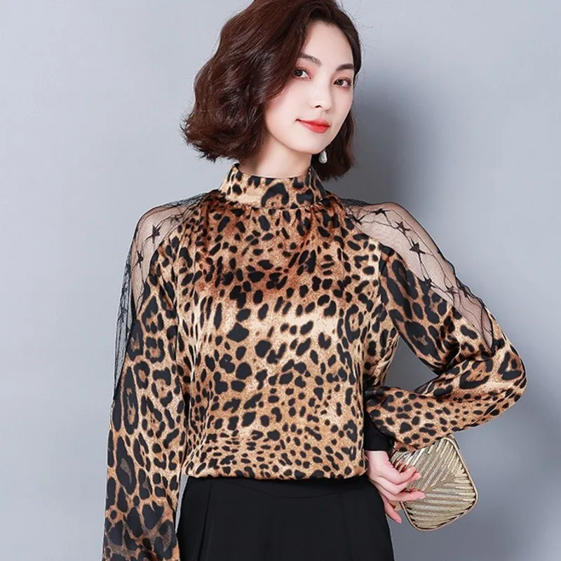 Spring New Brand Leopard Long Sleeve Female Blouse Pullover Lace Patchwork Off The Shouler Turtleneck Shirts Top Blusas Mujer
Spring New Brand Leopard Long Sleeve Female Blouse Pullover Lace Patchwork Off The Shouler Turtleneck Shirts Top Blusas Mujer