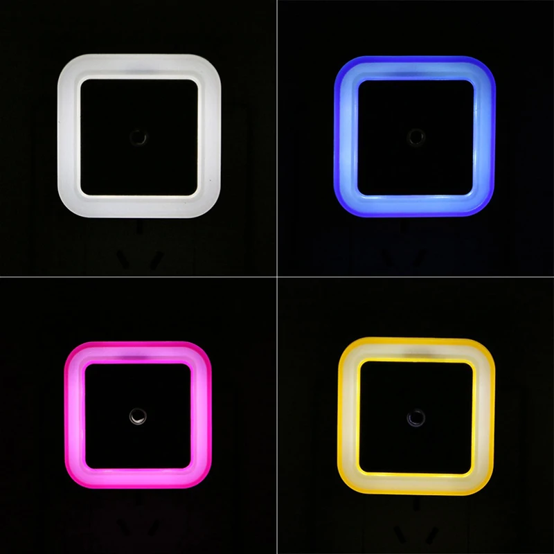 Light Sensor Control LED lamp Night wiht EU/US Plug Novelty Square Bedroom For Baby Gift Romantic Colorful Lights | Освещение