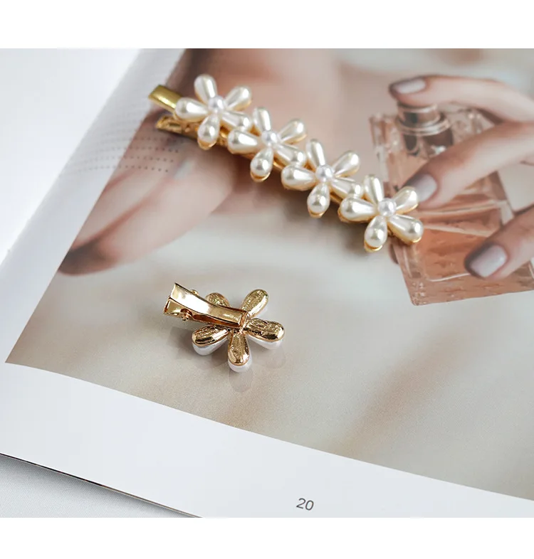 Flower Cute Simple Simulated Pearl Hair Pin Barrette For Women Korean Jewelry Girl Headwear Tiara Clip HairPins Accessories | Украшения и