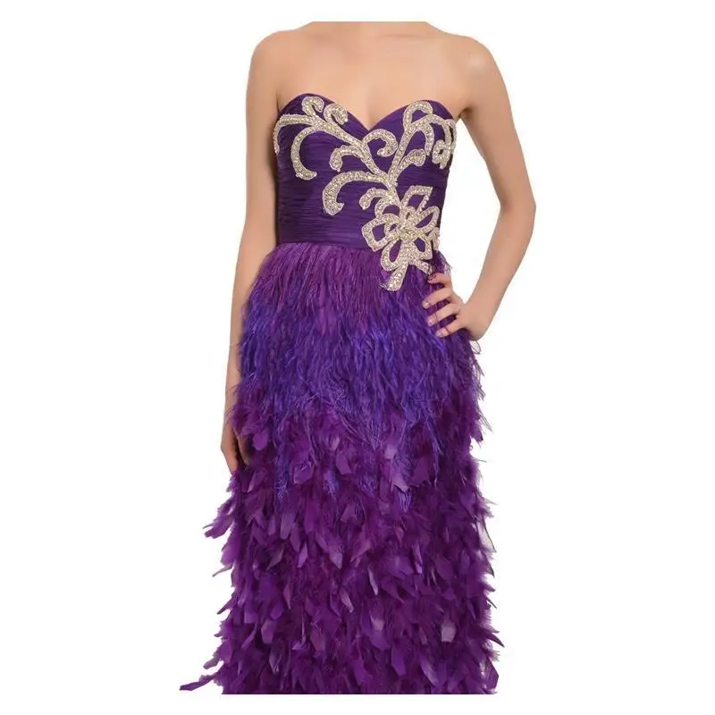 Precious Ostrich Feathers Evening Dress Purple Appliques Sweetheart Satin Formal Party Dress Off The Shoulder Sleeveless Vestido
Precious Ostrich Feathers Evening Dress Purple Appliques Sweetheart Satin Formal Party Dress Off The Shoulder Sleeveless Vestido