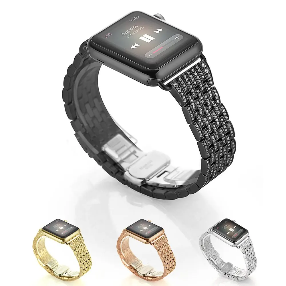 Ремешок для Apple Watch, стразы из сплава с кристаллами и бриллиантами, роскошный браслет из нержавеющей стали, ремешки для часов
Ремешок для Apple Watch, стразы из сплава с кристаллами и бриллиантами, роскошный браслет из нержавеющей стали, ремешки для часов