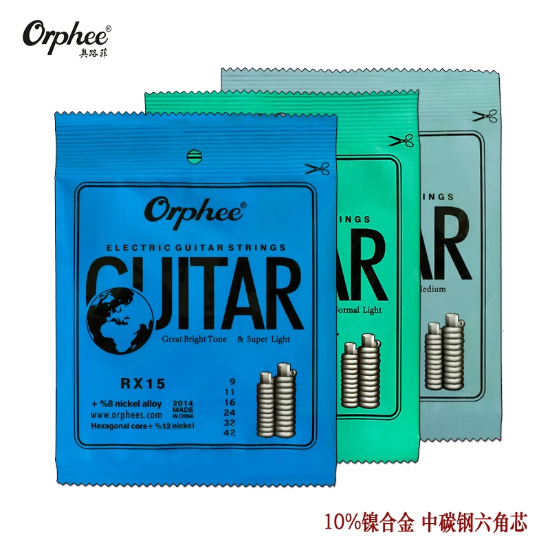 Струны Orphee RX15/17/19 для электрогитары шестигранные из углеродистой стали 10%