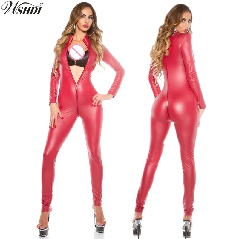 S-5XL Black Red Sexy Jumpsuit For Women Stretch Spandex Catsuit Women Faux Leather Bodysuit Open Crotch PU Latex Leotard
S-5XL Black Red Sexy Jumpsuit For Women Stretch Spandex Catsuit Women Faux Leather Bodysuit Open Crotch PU Latex Leotard