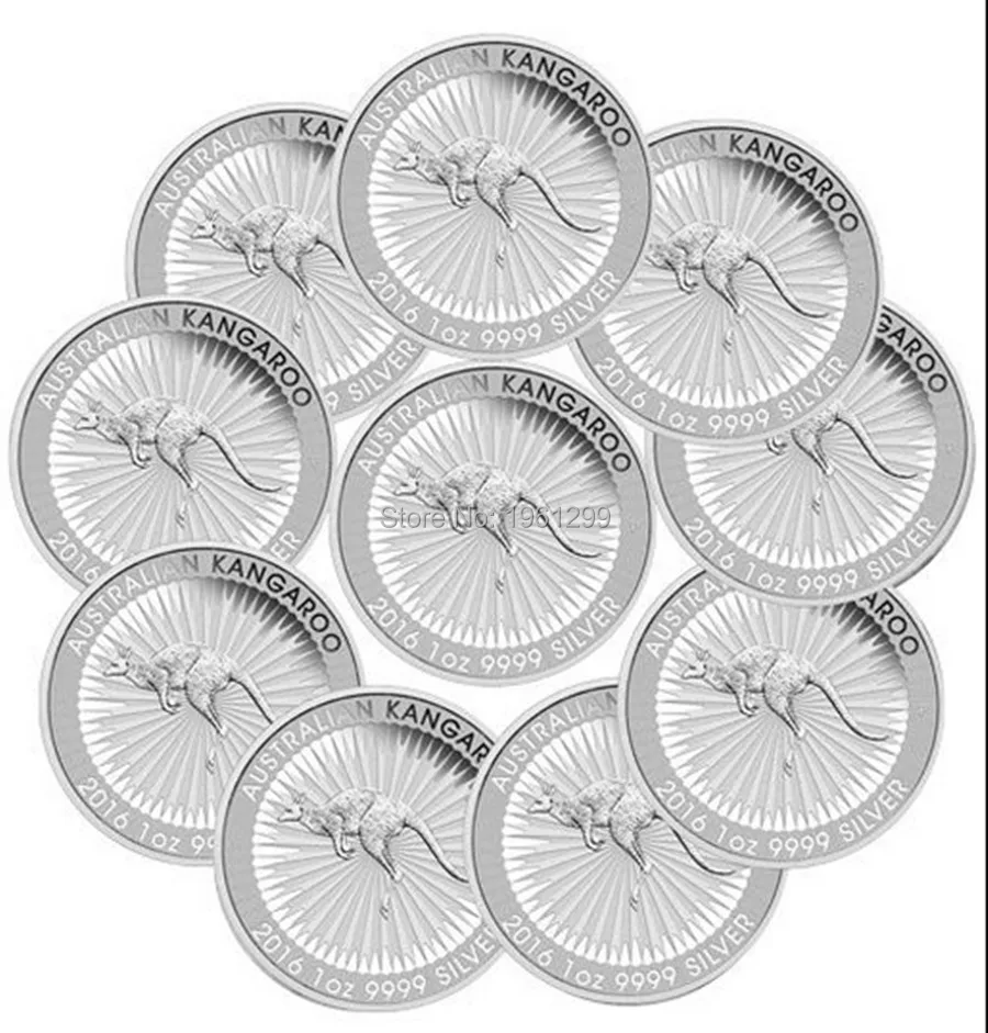 

New Design,10pcs/lot Brass plated silver 2016 Australia $1 1 Troy Oz Silver Kangaroo coin,Without Magnetic coin